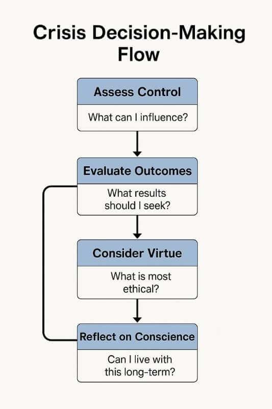 diagram showing survival ethical decision steps during crisis