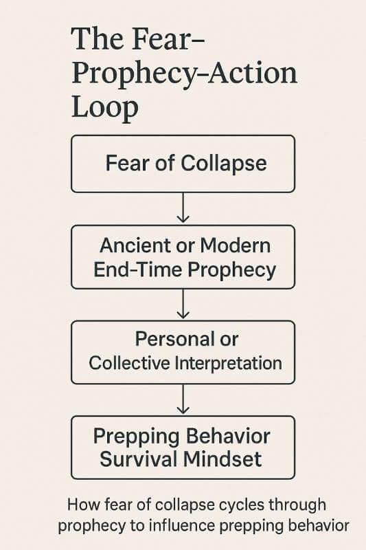 Infographic showing how fear and prophecy trigger survival action