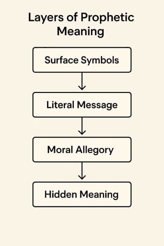 Diagram showing the layers of prophetic meaning from symbols to hidden interpretation