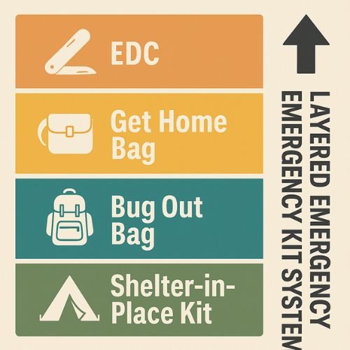 diagram of layered emergency kit essentials
