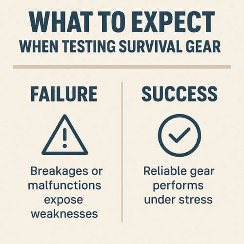 survival gear testing infographic failure vs success