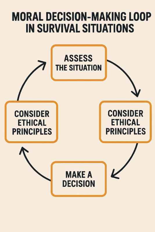 infographic showing moral decision process for survival situations
