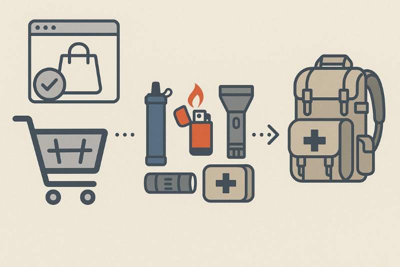 popular survival gear online shopping to bug out bag infographic