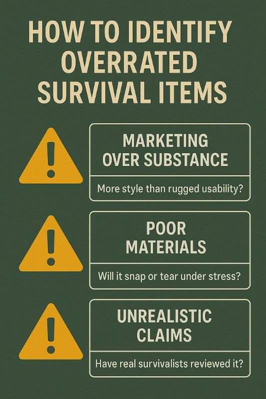 checklist showing how to identify overrated survival items before buying