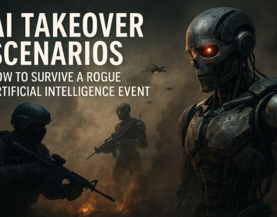 AI takeover scenarios with rogue artificial intelligence scanning global systems