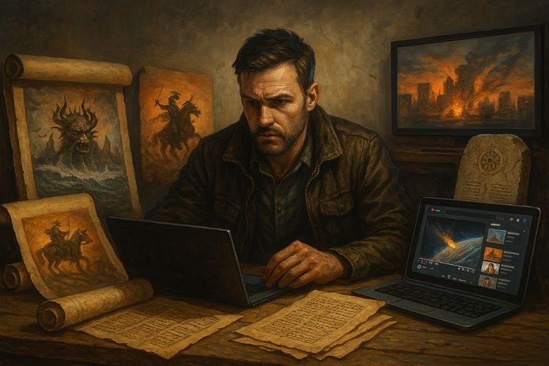 end-time prophecies in media interpreted by a survivalist decoding ancient and digital apocalypse signs