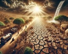 Extreme drought in Africa showing dry landscapes, impacted agriculture, and affected communities