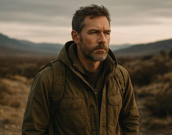 Stoicism and Survival - realistic image of a calm survivalist man in a crisis setting