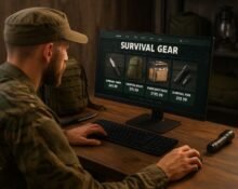 popular survival gear prepper ordering survival tools on computer